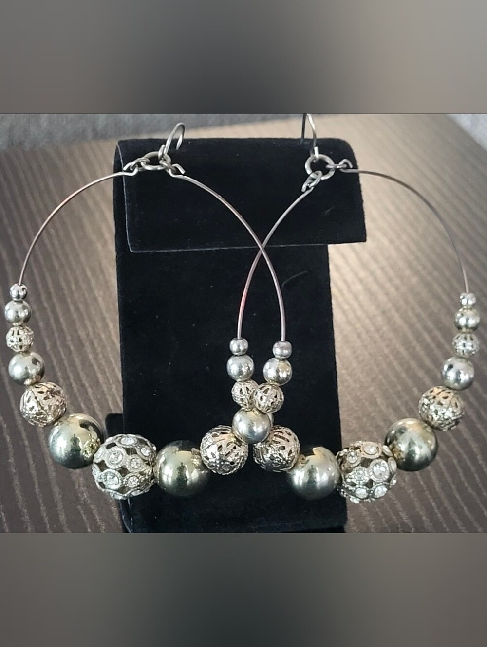 Silver-Tone Beaded Statement Earrings